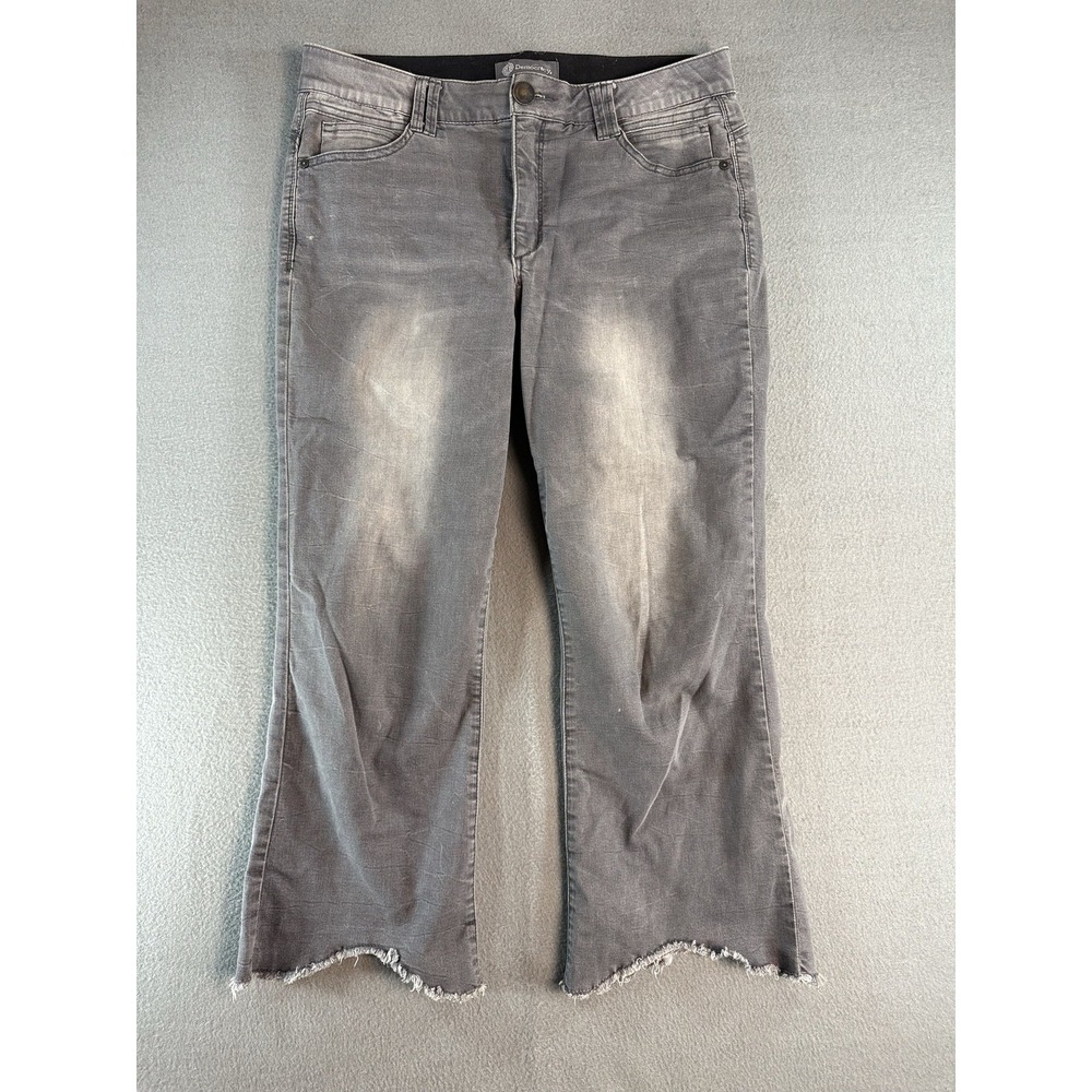 Democracy Jeans Womens 12 Gray Mid Rise Straight Fringe Step Hem Ab Technology